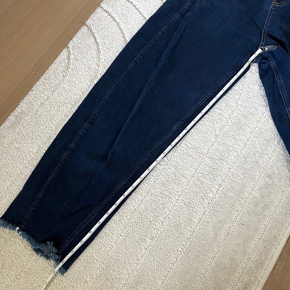 Whistles NEW Stretch Barrel Jeans in Dark Denim High-Waist Ankle Raw Hem Sz 26 - Picture 12 of 12